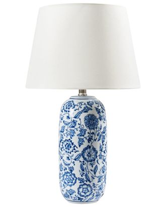 Beliani L&aacute;mpara de mesa porcelana blanco azul