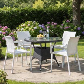 Dmora Set De Sillas Bueno, 4 Sillas, Apilable Made In Italy, Blanco