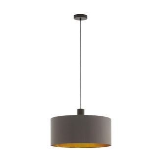 Loops Pendant Light Colour Dark Brown Shade Cappuccino Gold Fabric Bulb E27 1x60W