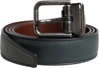Dolce & Gabbana Green Classic Leather Metal Buckle Mens Belt