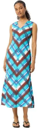 Whistles Checked V-Neck Textured Dress in Blue/multi at Nordstrom, Size 12