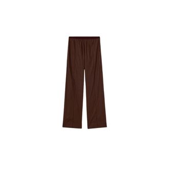 Plan C Wide Trousers, female, Brown, Size: M Elasticated Waist Wide Leg Trousers