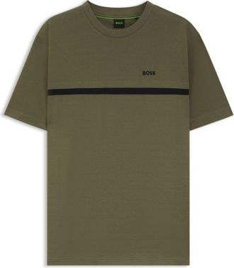 BOSS Cotton T-shirt with logo and stripe