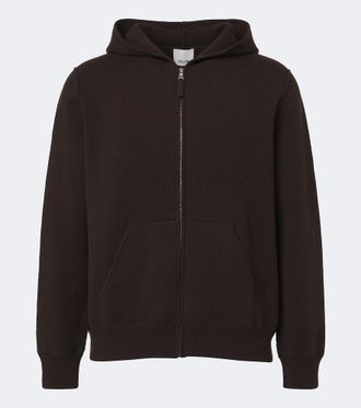 Allude Knitted wool and cashmere zip-up hoodie
