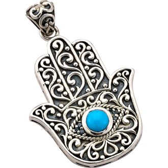 Samuel B. Sleeping Beauty Turquoise Hamsa Pendant at Nordstrom Rack