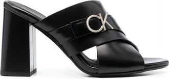 Calvin Klein Chique leren muiltjes met hak - Dames - Muiltjes - Zwart - 40 EU - Leer - Schoenen
