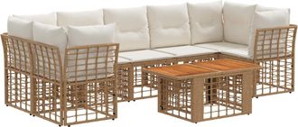 vidaXL Conjunto De Sof&aacute;s De Jard&iacute;n 8 Uds. Natural Y Crema Vidaxl