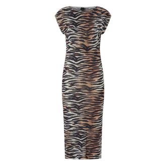 Pinko Midi Dresses, female, Multicolor, Size: 2XS Tiger Print Midi Dress