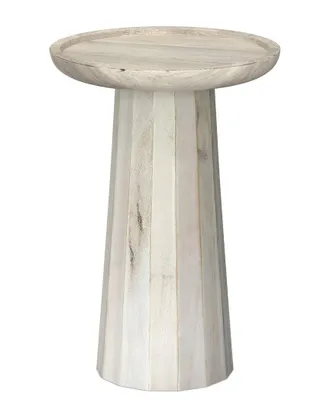 Simpli Home Dayton Solid Mango Wood 13In Round Contemporary Wooden Accent Table