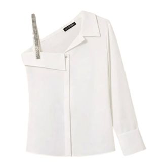 Twinset Shirts, female, White, Size: S One-shoulder Poplin Shirt