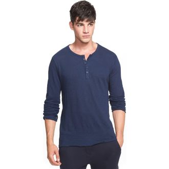 ATM Anthony Thomas Melillo Raw Edge Henley in Navy at Nordstrom Rack, Size Large