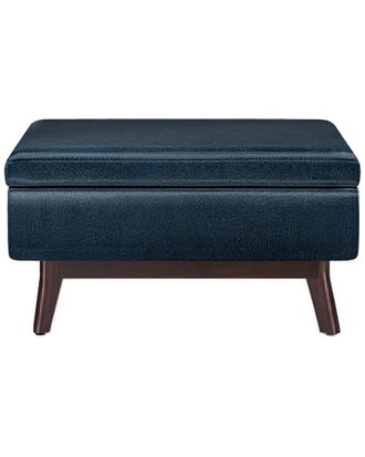Simpli Home Owen 34In Mid Century Modern Rectangle Coffee Table Storage Ottoman