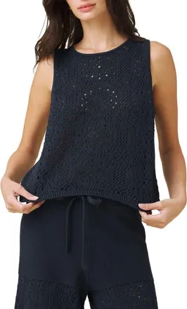 Splendid Open Stitch Sleeveless Top in Navy Blue at Nordstrom, Size X-Small