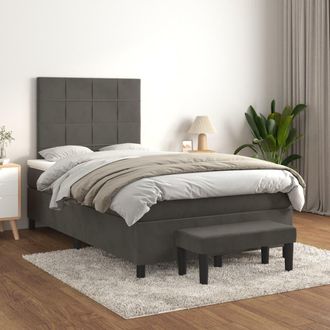 vidaXL Cama Box Spring Con Colch&oacute;n Terciopelo Gris Oscuro 120x200 Cm Vidaxl