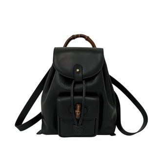 Gucci Black Leather Bamboo Backpack (Pre-Owned)