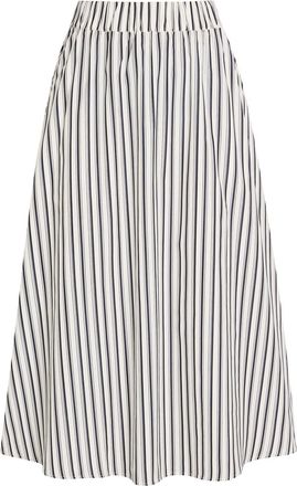 Maria McManus Striped Cotton Midi Skirt - White - S (UK8-10 / S)