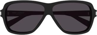 Saint Laurent Aviator Zonnebril met Hoekdetail - Heren - Zonnebrillen - Zwart - 62 MM - Accessoires