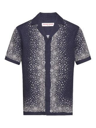Orlebar Brown Maitan floral-print linen shirt - men - Linen/Flax - L - Blue