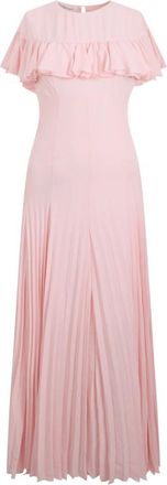 Philosophy di Lorenzo Serafini Lange jurk met geplooide rok - Dames - Maxi kleedjes - Roze - S - Leer - Kleedjes