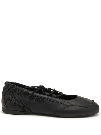 Diesel lace-up ballet flats - women - Rubber/Mesh/Leather/Ovine Leather (top grain) - 39 - Black