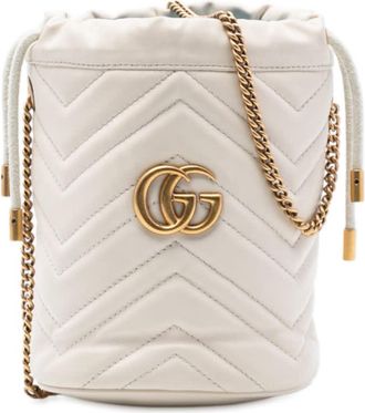 Gucci Pre-owned Gucci Small GG Marmont Leather Matelasse Bucket Bag Unisex 575163A.493075
