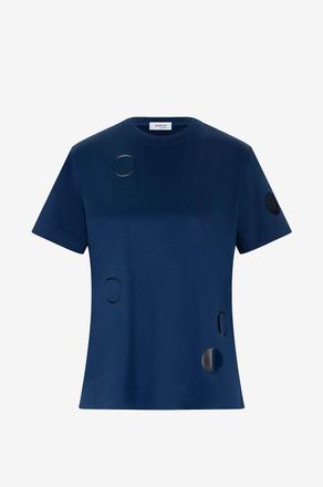 Akris Jersey-T-Shirt mit Tupfen-Ausschnitten