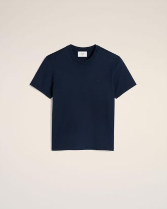 Ami Navy Cotton Ami de Coeur T-Shirt Blue - XXL - Unisex