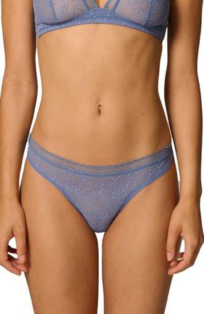 Simone P&eacute;r&egrave;le Comete Lace Tanga in Chambray Blue at Nordstrom, Size X-Small