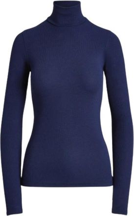 Polo Ralph Lauren Slim Fit Geribbelde Coltrui - Dames - Coltruien - Blauw - 2XL - Katoen - Truien & Vesten