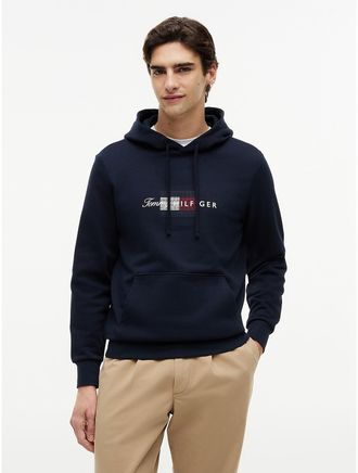 Tommy Hilfiger Mens Script Flag Logo Hoodie - Navy - XXL