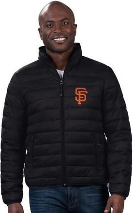 G-III Sports by Carl Banks Mens G-III Sports by Carl Banks Black San Francisco Giants Packable Neck Pillow Full-Zip Puffer Jacket at Nordstrom, Size Xx-Large