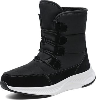 Generic Womens Winter Snow Boots Mid-Calf Winter Shoes Waterproof Faux Fur Lining Short Boots Mom And Senior Ankle Boots(Black,7.5 UK)