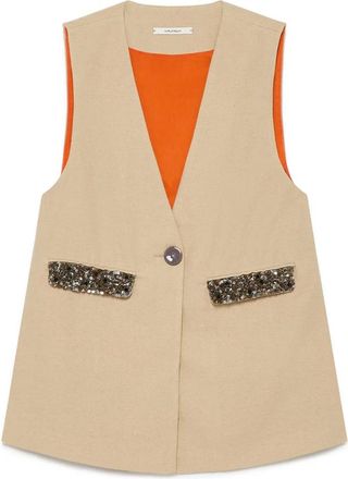 Maliparmi Vests, female, Brown, Size: S Spring Denim Vest