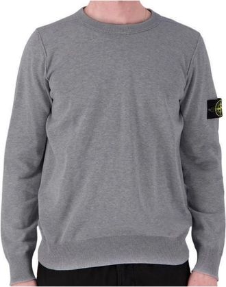 Stone Island Zachte Katoenen Trui met Ronde Hals - Heren - Ronde hals truien - Grijs - XL - Katoen - Truien & Vesten