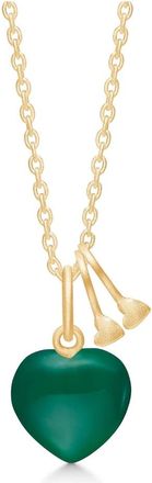 Frk. Lisberg Accessoires, Dames, Geel, M, Groene Onyx Hart Ketting Symbolische Sieraden