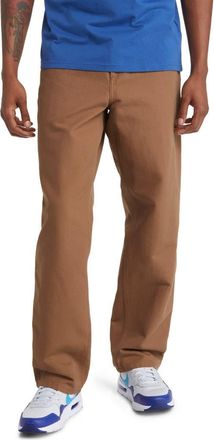 Carhartt Work in Progress Single Knee Organic Cotton Canvas Straight Leg Pants in Hamilton Brown (Rinsed) at Nordstrom, Size 30 X 32