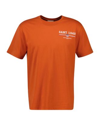 GANT T-Shirt GANT GRAPHIC SS T-SHIRT, Herren, Gr. L, orange (deep orange), Jersey, Obermaterial: 100% Baumwolle, regular fit, Rundhals, Shirts T-Shirt, Pri