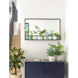 Garden Trading Sapperton Indoor Mirror Bathroom Hallway Shelf 60x100cm Black