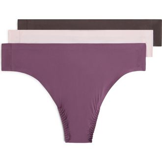 Spanx Fit-to-You Assorted 3-Pack Thongs in Plum/Blush/Black at Nordstrom, Size One Size Regular