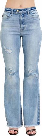Judy Blue High Waist Flare Jeans With Shield Pockets In Light Blue
