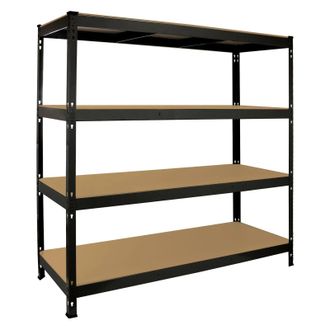 MonsterShop Monster Racking Q-Rax Heavy Duty Storage Shelving, 160cm W, 60cm D in Black