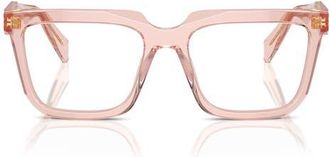 Prada 54mm Rectangular Optical Glasses in Peach at Nordstrom