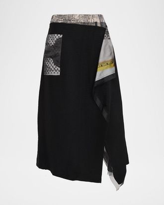 Jason Wu Collage Print Deconstructed Midi Wrap Skirt