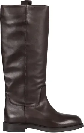 Doucal's zip-fastening almond-toe boots - women - Leather/Leather/Rubber - 37.5 - Brown
