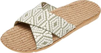 Generic Slippers Womens Summer Linen Slippers Lightweight Flat Sandals Slippers Non-Slip Mules Peep Toe Summer Shoes Slides Hollow Out Slippers Linen Shoes Be