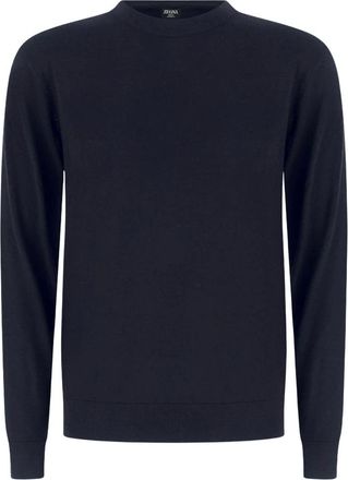 Ermenegildo Zegna 15milmil15 Trophy Wol Ronde Hals - Heren - Truien - Blauw - Maat: M Wol