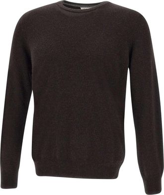 KANGRA Bruine Kasjmier Wol Trui - Heren - Ronde hals truien - Bruin - 5XL - Wol - Truien & Vesten