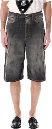 Acne Studios Korte Broeken, Heren, Zwart, L, Denim, Zwarte Wassing Denim Shorts Losse Pasvorm