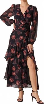 Astr Corrina Floral Ruffle Maxi Dress In Black
