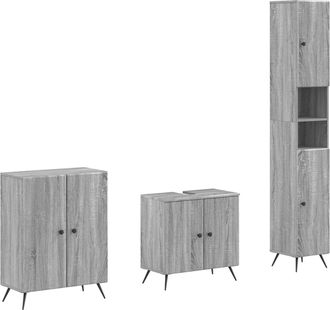 vidaXL Juego De Armarios De Ba&ntilde;o De 3 Piezas Breda Sonoma Gris Vidaxl